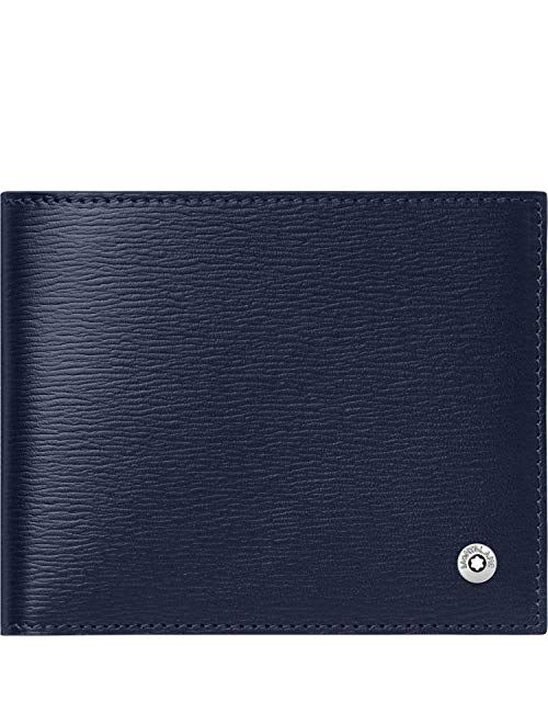 Montblanc 118654 4810 Westside Small Wallet 6 cc Cowhide Leather 11 x 9 cm with Money Clip Blue