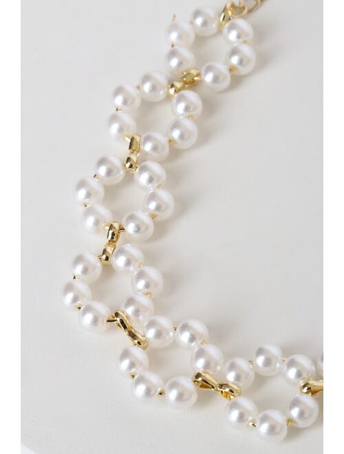 Lulus X Casa Clara Honey White Pearl 14KT Gold Bracelet