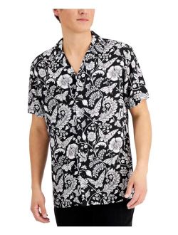 Men's Regular-Fit Floral-Print Camp Shirt, Created for Macy's