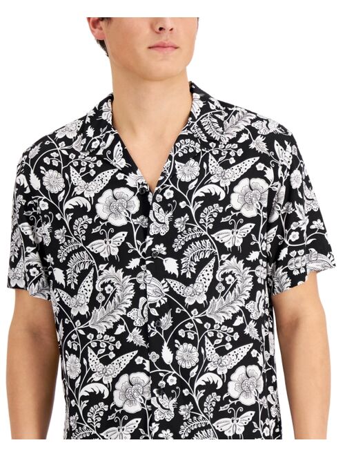 INC International Concepts Men's Regular-Fit Floral-Print Camp Shirt, Created for Macy's