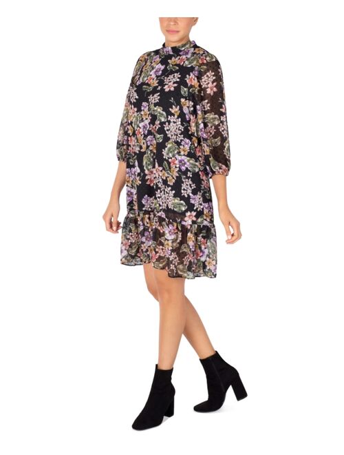 julia jordan Mock-Neck Flounce-Hem Dress
