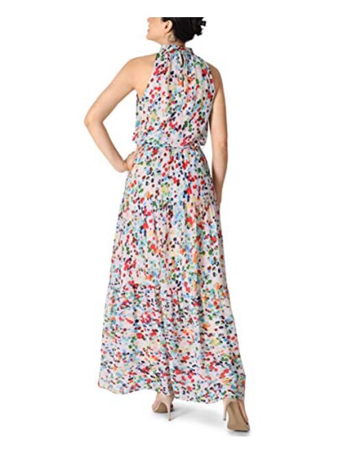 Julia Jordan Women's Mock Neck 3 Tier Printed Halter Maxi Dress