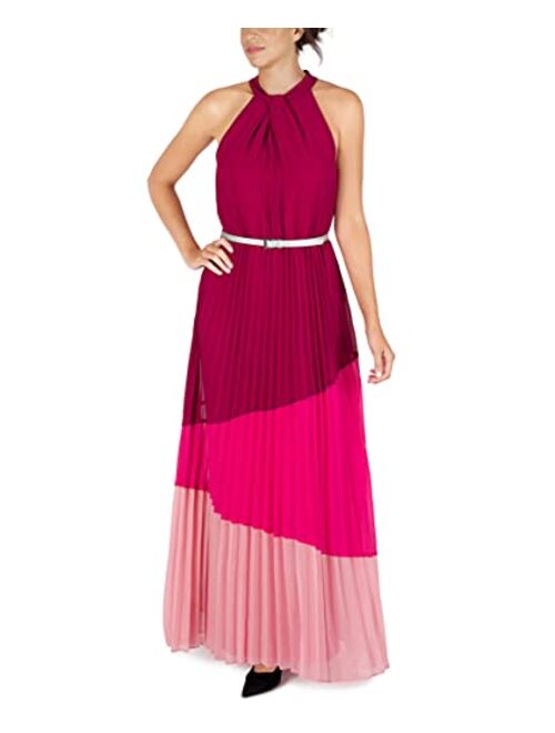 Julia Jordan Women's Colorblock Knot Neck Pleated Skirt Maxi Dress