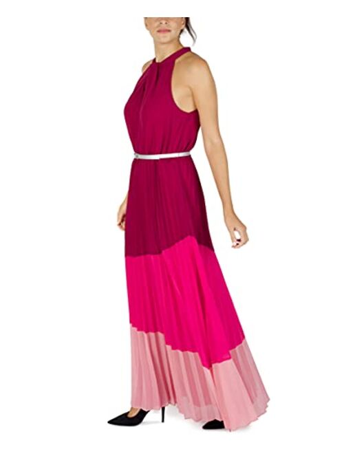 Julia Jordan Women's Colorblock Knot Neck Pleated Skirt Maxi Dress