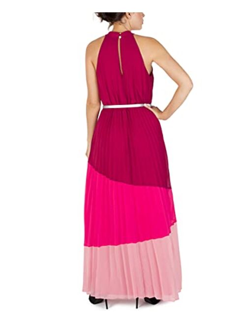 Julia Jordan Women's Colorblock Knot Neck Pleated Skirt Maxi Dress