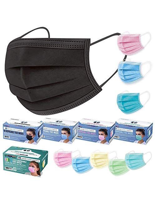 TCP Global Salon World Safety - Face Masks 40 Boxes (2000 Masks) Breathable Disposable 3-Ply Protective PPE with Nose Clip and Ear Loops