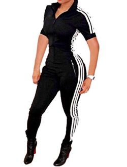 Women Zipper Spandex Zentai Long Sleeve Unitard Bodysuit Jumpsuit Rompers Tracksuits One Piece Outfits S-XXL