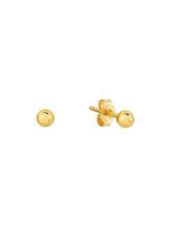 14k Yellow Gold Polished Ball Stud Earrings with Butterfly Pushback
