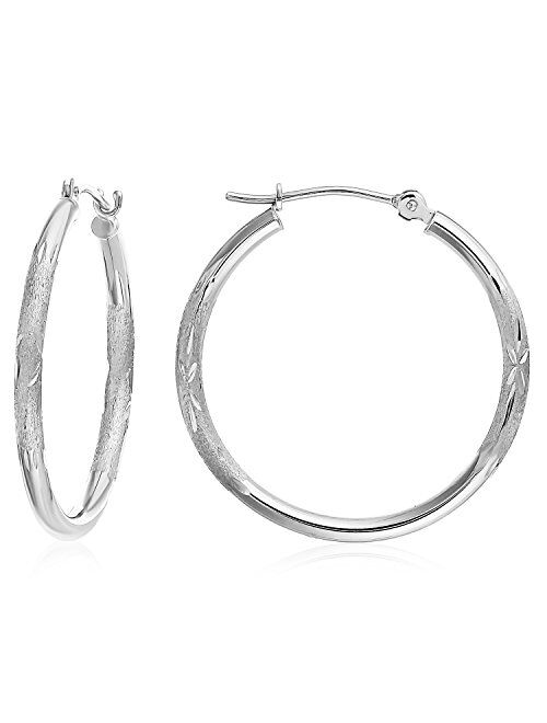 TILO JEWELRY 14k Gold Diamond-Cut Round Hoop Earrings (1'' Diameter)