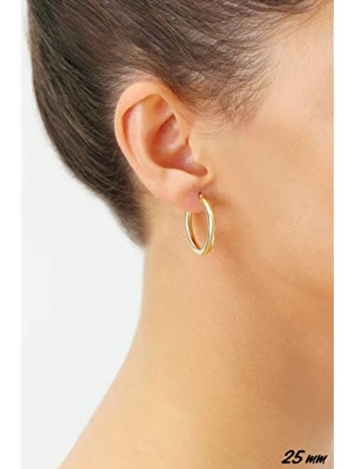 Tilo Jewelry 14k Yellow Gold 3mm Tube Round Polished Hoop Earrings -1'' Diameter