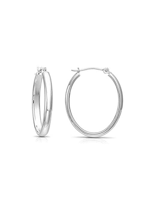 Tilo Jewelry 14k Gold Oval Hoop Earrings, 1''