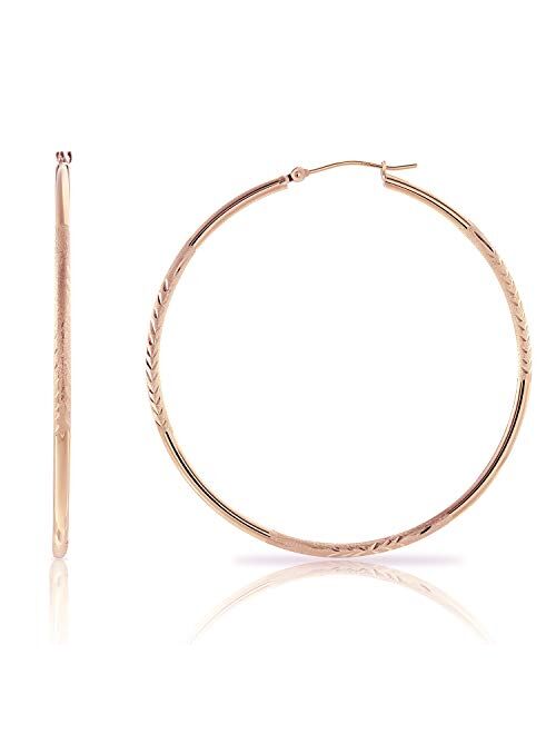 TILO JEWELRY 14k Gold Diamond-Cut Round Hoop Earrings, 2'' Diameter