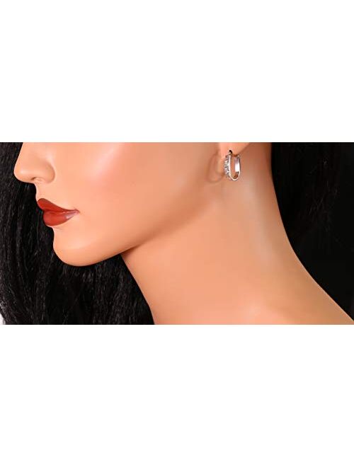 Tilo Jewelry 14k White Gold Small U-shaped Oval Hoop Earrings