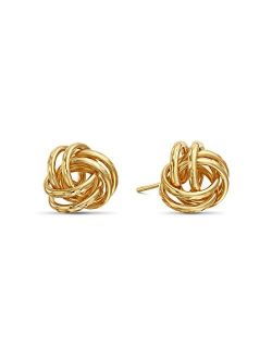 14k Yellow Gold Diamond-Cut Love Knot Stud Earrings