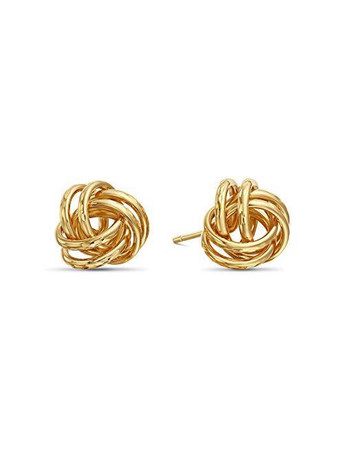 Tilo Jewelry 14k Yellow Gold Diamond-Cut Love Knot Stud Earrings