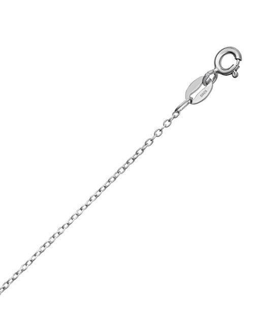 TILO JEWELRY Flower Pendant Necklace in Sterling Silver with Simulated Birthstone CZ for Girls, 16"