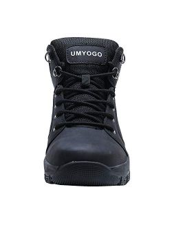 Mens Leather Snow Boots Ankle Sneakers High Top Waterproof Winter Shoes with Fur Lining