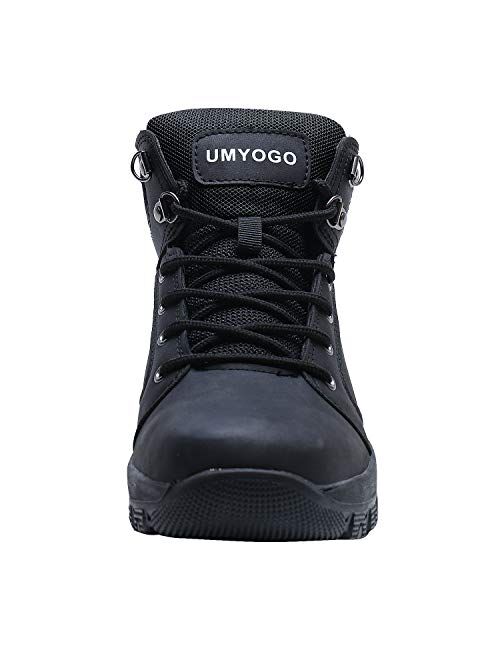 UMYOGO Mens Leather Snow Boots Ankle Sneakers High Top Waterproof Winter Shoes with Fur Lining