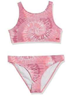 Girls' Colors Reflection Crop Top Swimsuit Set
