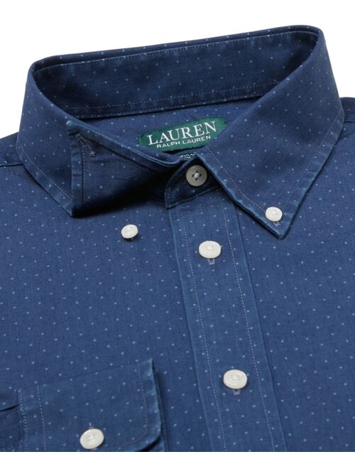 Polo Ralph Lauren Lauren Ralph Lauren Men's Classic/Regular-Fit Shorter Length Dot-Print Dress Shirt
