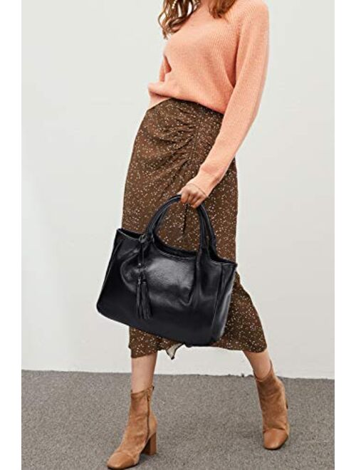 OVER EARTH Genuine Leather Handbags for Women Top Handle Satchel Purse Ladies Work Tote Bag