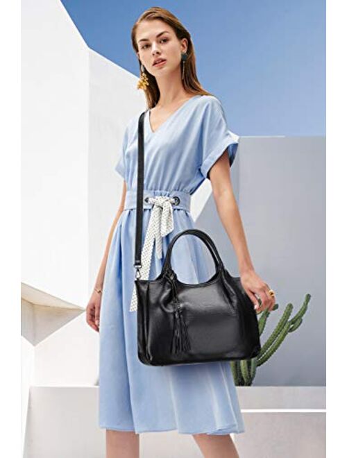 OVER EARTH Genuine Leather Handbags for Women Top Handle Satchel Purse Ladies Work Tote Bag