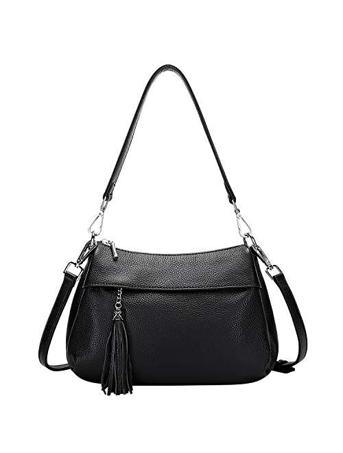 OVER EARTH Genuine Leather Handbags for Women Crossbody Bag Ladies Shoulder Hobo Purse Small