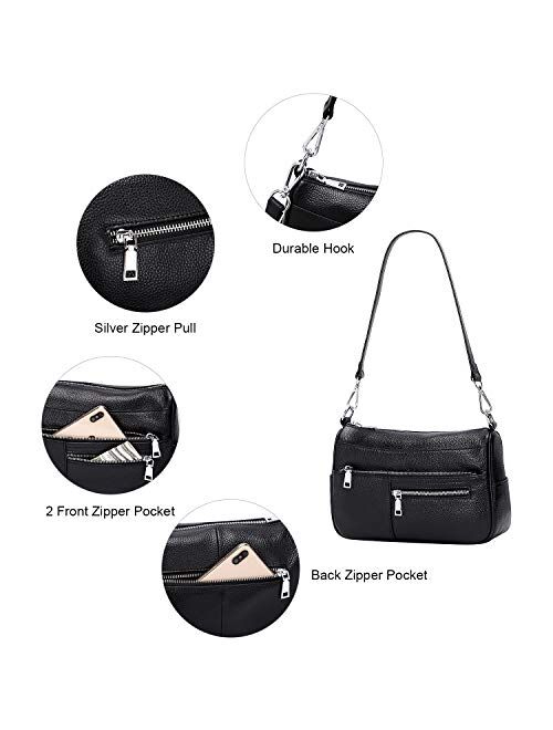 OVER EARTH Genuine Leather Shoulder Bag Small Crossbody Handbags for Women Ladies Purse
