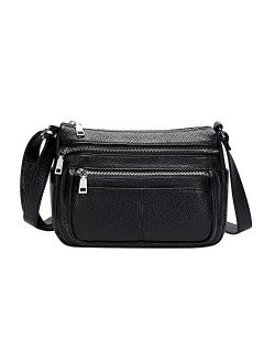 Crossbody Bag for Women Soft Leather Purses and Handbags Multi Pockets Messenger Bag