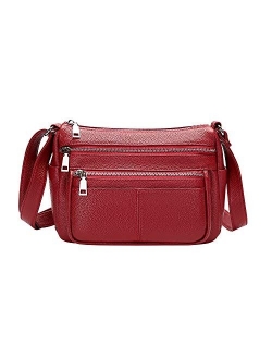 Crossbody Bag for Women Soft Leather Purses and Handbags Multi Pockets Messenger Bag