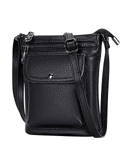 Genuine Leather Handbags for Women Small Crossbody Bag Cell Phone Purse with Multi Pockets