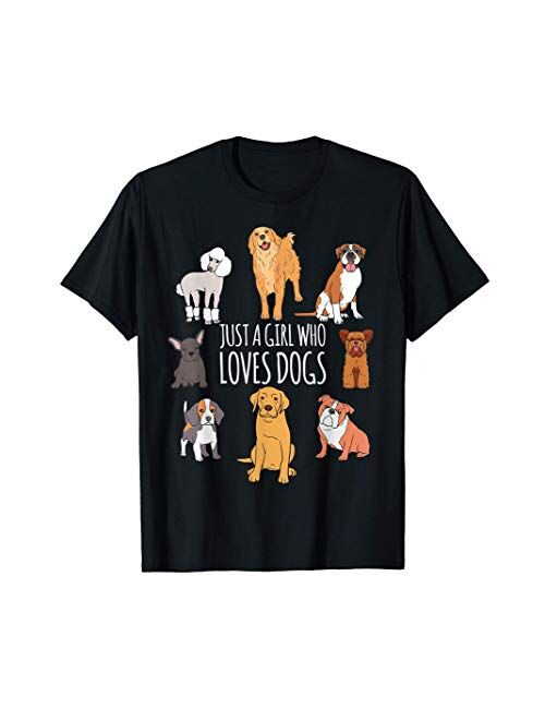 Cartba Dog Co. Cute Dog & Puppy Lover Gift | Fun Just A Girl Who Loves Dogs T-Shirt