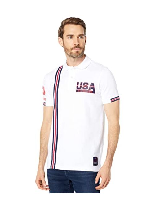 U.S. Polo Assn. mens Short Sleeve Stripe Slim Fit Knit Shirt