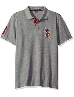 Men's Multi Color Logo Solid Pique Polo Shirt
