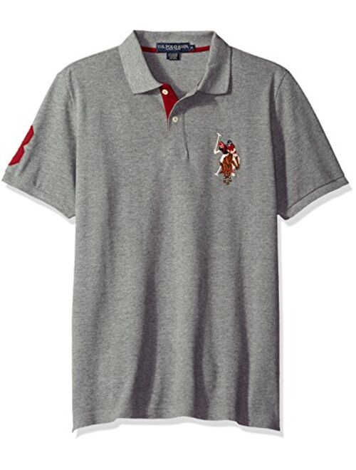 U.S. Polo Assn. Men's Multi Color Logo Solid Pique Polo Shirt