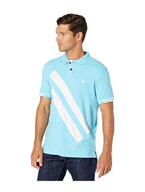 U.S. Polo Assn. Men's Short Sleeve Slim Fit Fancy Pique Polo Shirt
