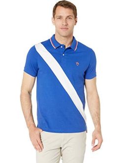 Men's Diagonal Stripe Color Block Jersey Polo Shirt