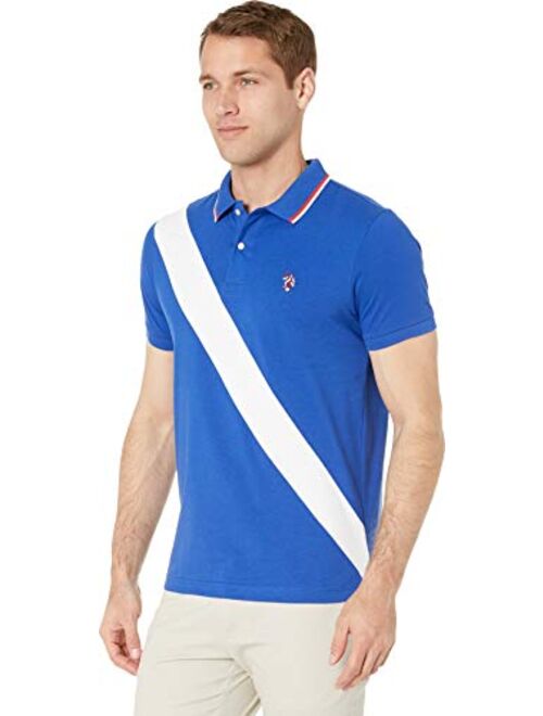 U.S. Polo Assn. Men's Diagonal Stripe Color Block Jersey Polo Shirt