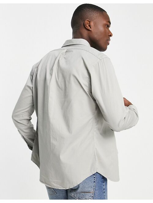 Polo Ralph Lauren player logo slim fit twill shirt in gray