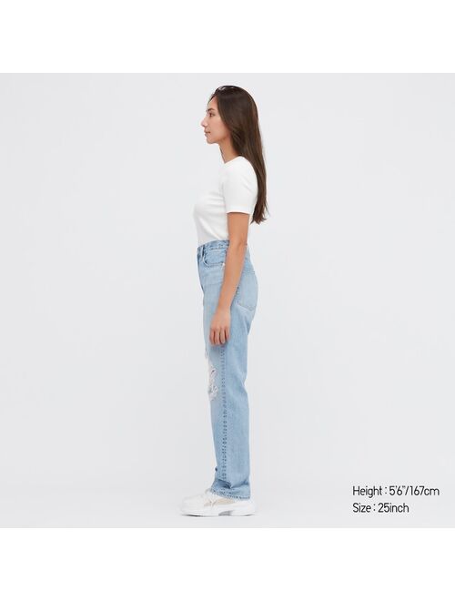UNIQLO WOMEN DISTRESSED STRAIGHT HIGH-RISE JEANS