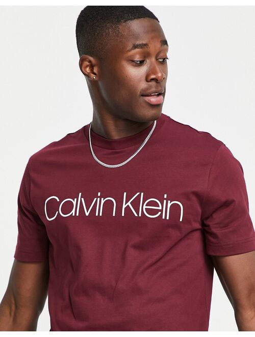 Calvin Klein front logo T-shirt in tawny port