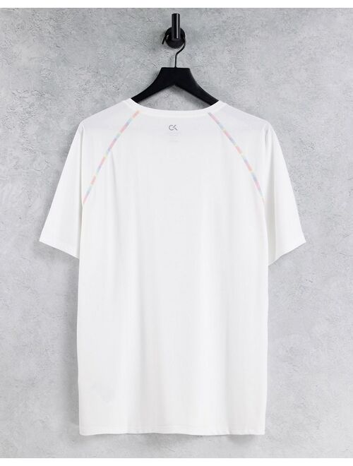 Calvin Klein Performance Pride capsule rainbow logo and arm seams t-shirt in bright white