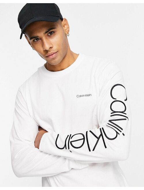 Calvin Klein arm logo long sleeve t-shirt in white