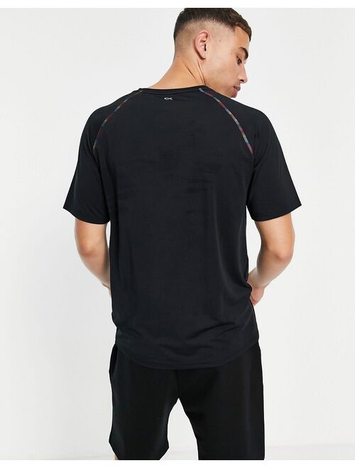 Calvin Klein Performance Pride capsule rainbow logo and arm seam T-shirt in ck black