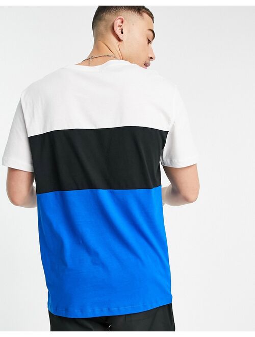 Calvin Klein color block relaxed fit swim t-shirt in white and blue