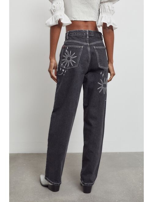 BDG High-Waisted Baggy Jean — Embroidered