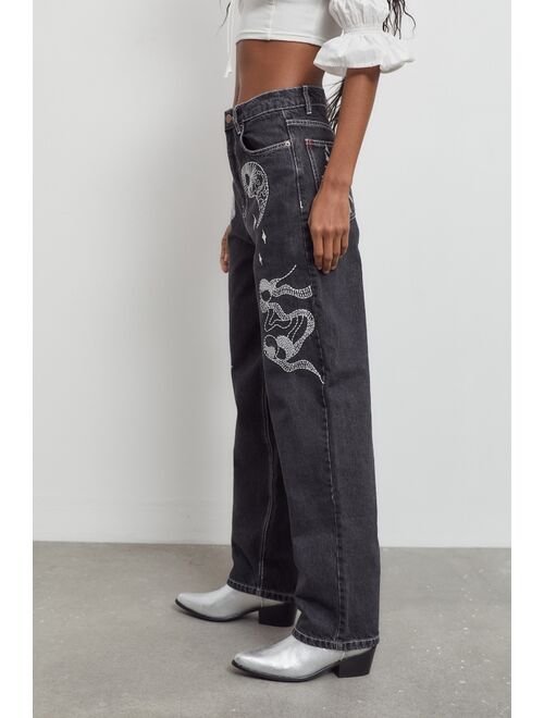 BDG High-Waisted Baggy Jean — Embroidered