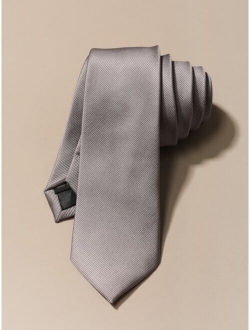 Men Minimalist Textured Solid Polyester Tie