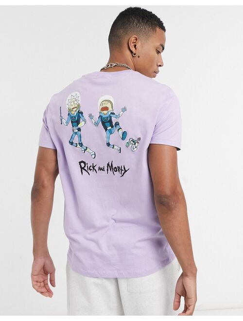 Bershka Rick and Morty back print T-shirt in purple