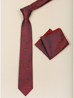 Men Paisley Print Neck Tie & Handkerchief